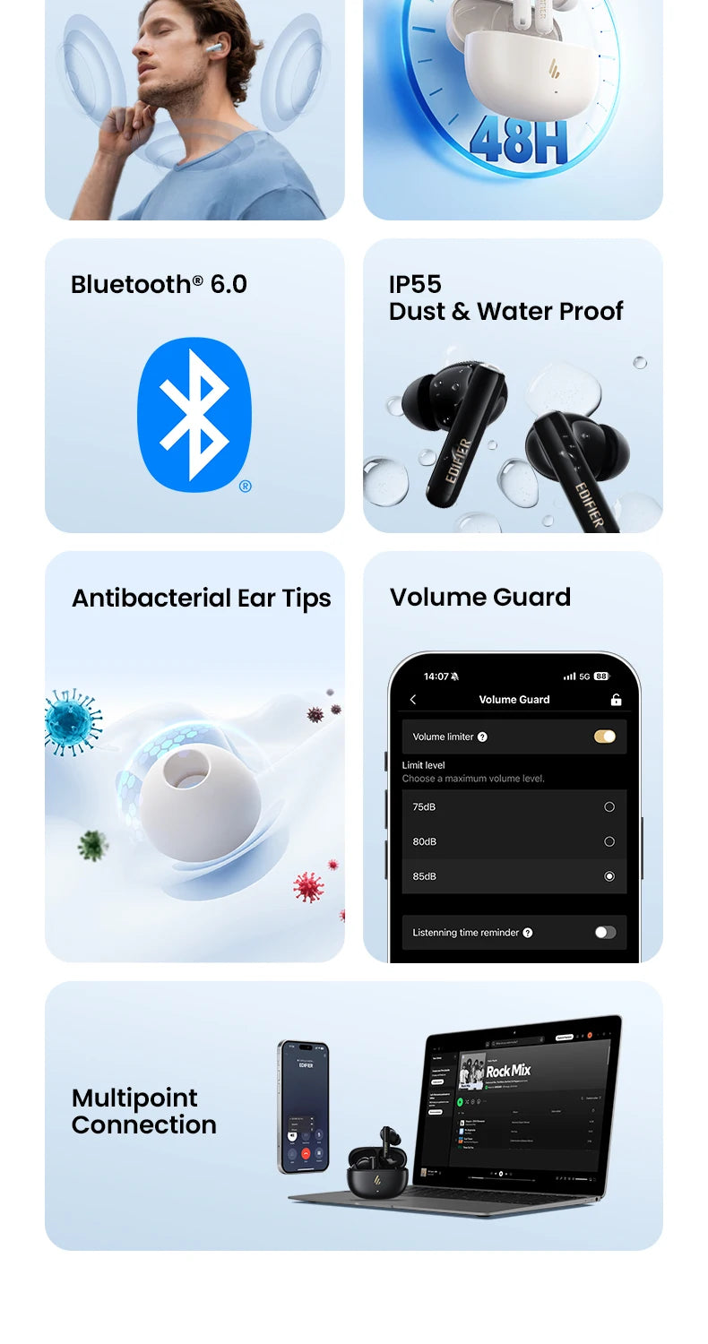 Edifier X5 Pro Active Noise Cancelling TWS Bluetooth Earphones Wireless Earbuds IP55 Waterproof Gaming Mode Fast Charging