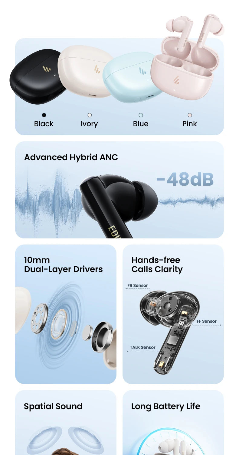 Edifier X5 Pro Active Noise Cancelling TWS Bluetooth Earphones Wireless Earbuds IP55 Waterproof Gaming Mode Fast Charging