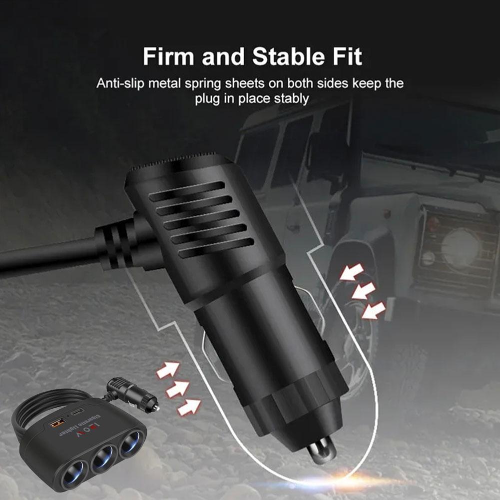 120W Car Charger 12V 24V 3 Socket Cigarette Lighter Splitter Dual USB PD Car Power Conversion Plug Fast Charge Adapter For Phone