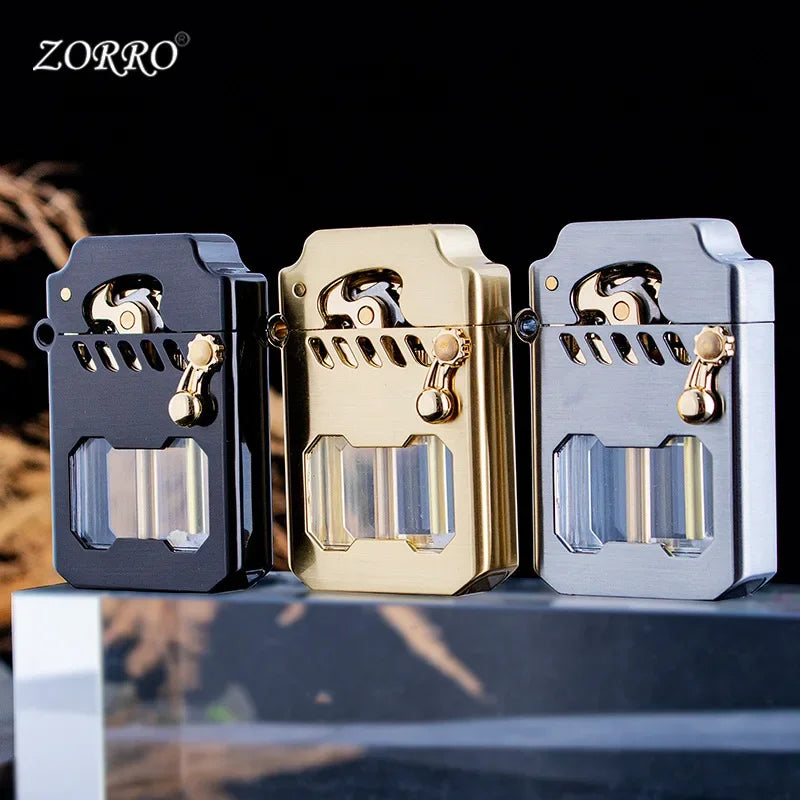 2025 New Zorro Kerosen Lighter Cyber Mecha Transparent Bin Rocker Cool Classic Torrens Tide Men Lighters Wholesale