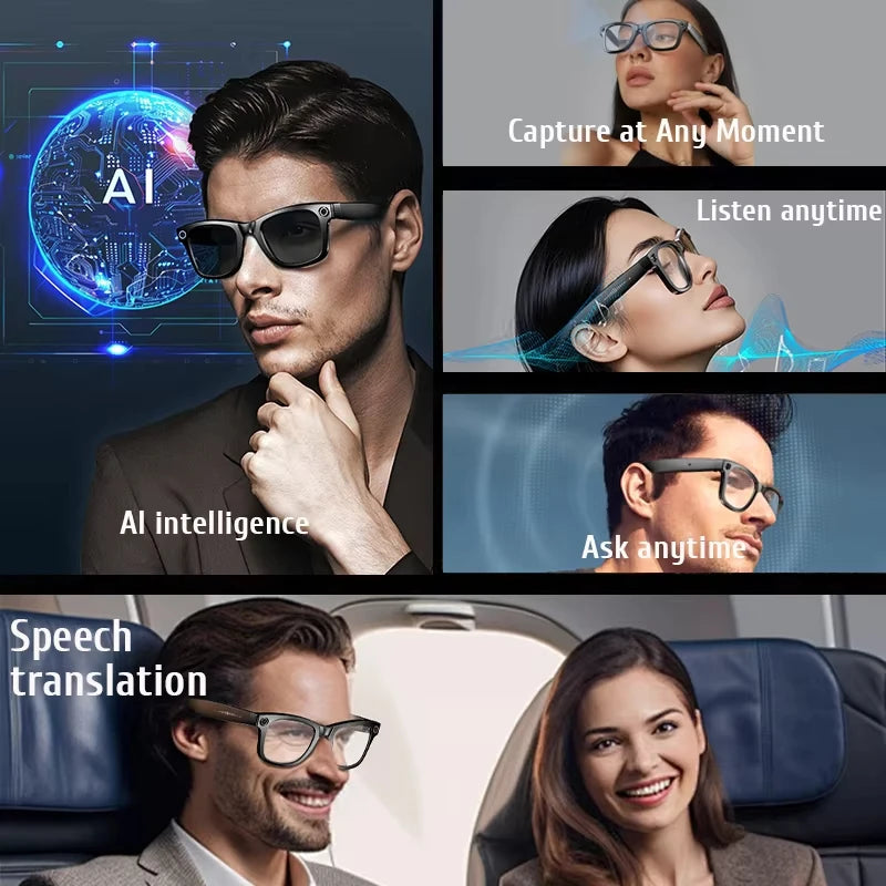 New AI Smart Translation Glasses Sony 8MP HD Camera Video Recording WiFi Transmission Object Recognition Voice Wake-up Smart Gla