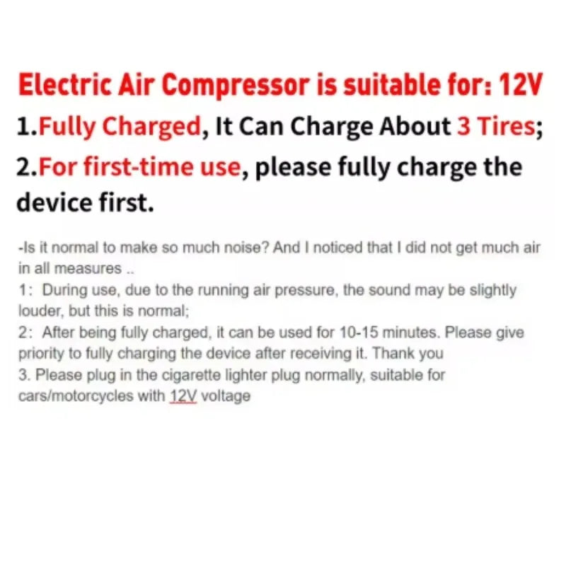 Electric Air Compressor Bicycle Pump Rechargeable Car Tyre Inflator Portable Air Pump for Bicycles, Cars, Motorcycles,Basketball