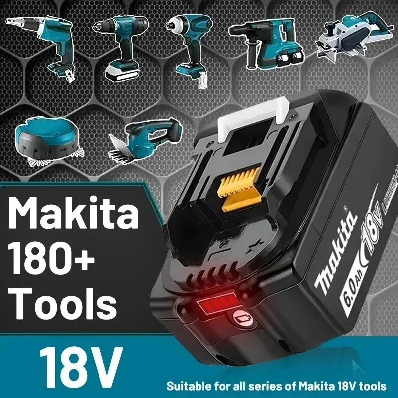100% Origina New 18V Makita 5Ah 6Ah 9Ah Powerful tool battery+charger, For DDF487 lithium rechargeable impact drill household