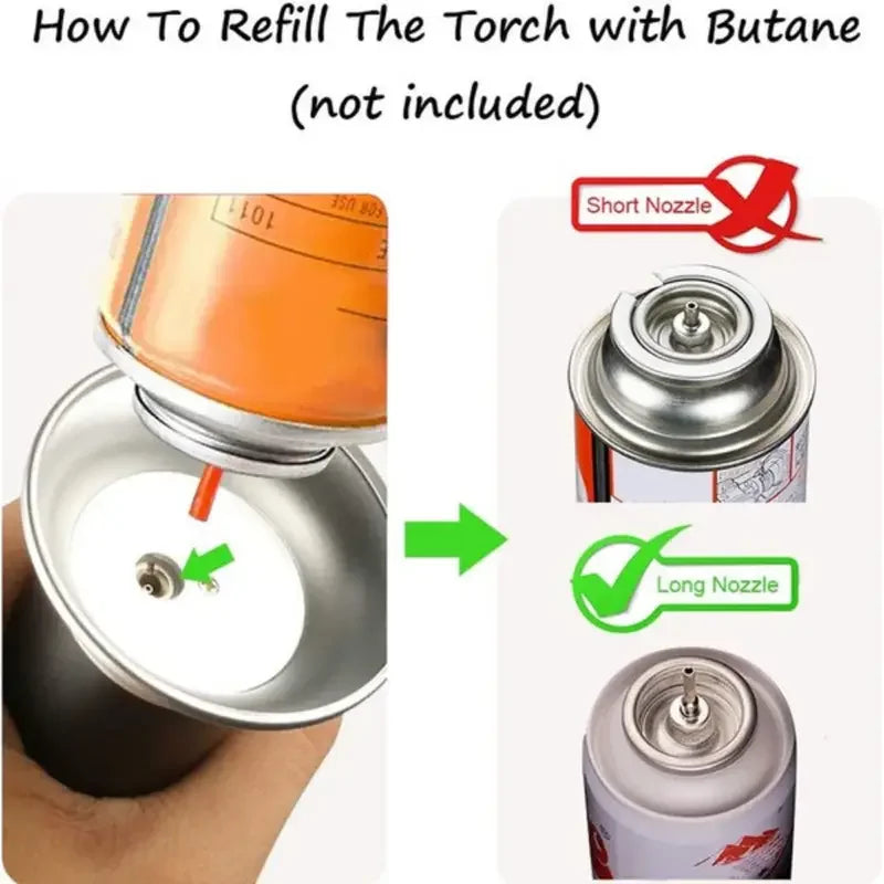 Butane Gas Lighter Rechargeable Adjustable Flame Lighter Chef Cooking Blowtorch Outdoor Windproof BBQ Ignition Picnic Accessorie