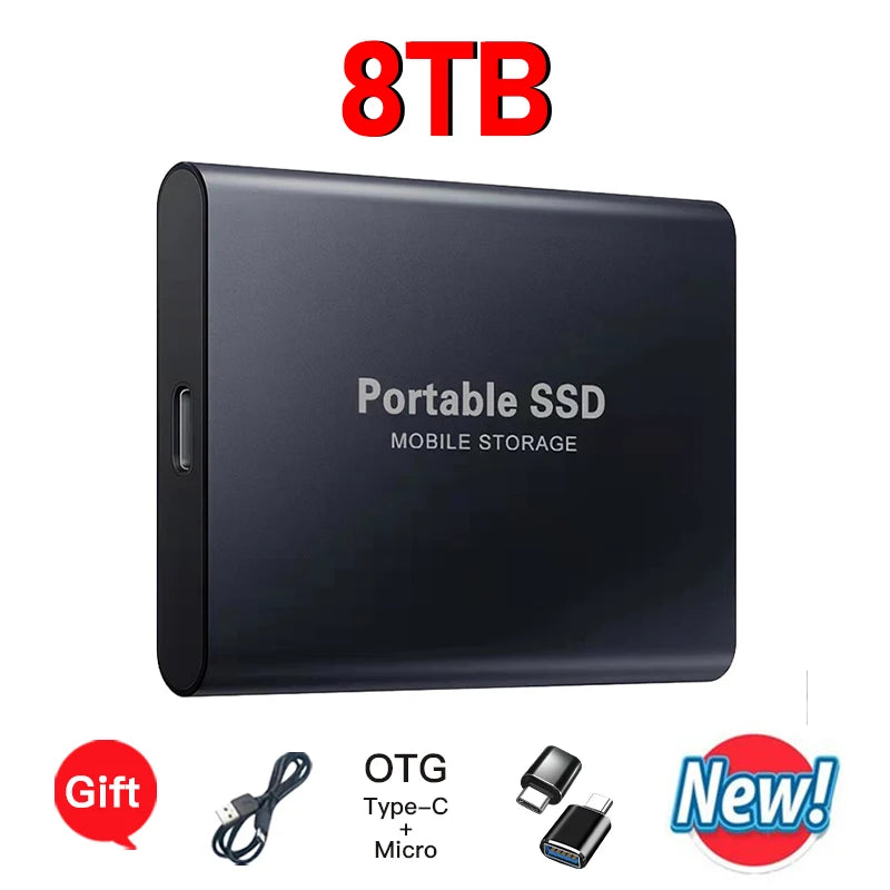 High-speed transfer portable external hard drive SSD 2TB 4TB 8TB large capacity storage  Solid State Disk for Pc/Laptops/Phones