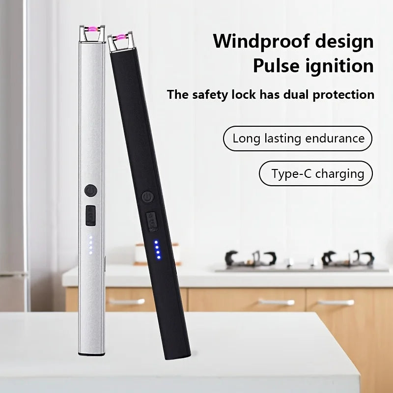 3/1 Windproof Fireles Electronic Lighter USB Rechargeable Arc Lighter with Safety Lock Portable Kitchen Outdoor BBQ Camping Tool