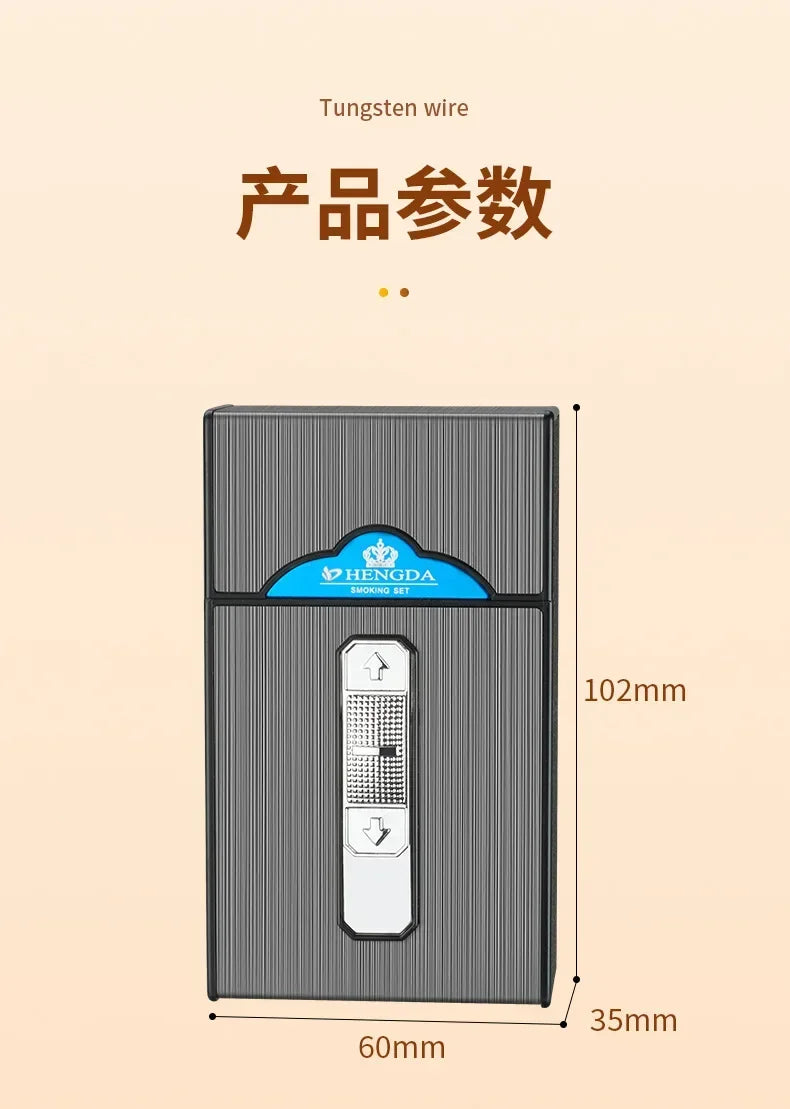 20 Thick Double Arc Pulse USB Charging Lighter Waterproof Moisture Resistant Cigarette Case for Outdoor Smoking Use