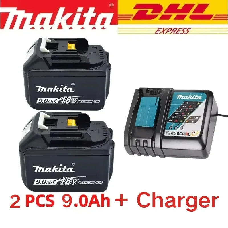 100% Origina New 18V Makita 5Ah 6Ah 9Ah Powerful tool battery+charger, For DDF487 lithium rechargeable impact drill household