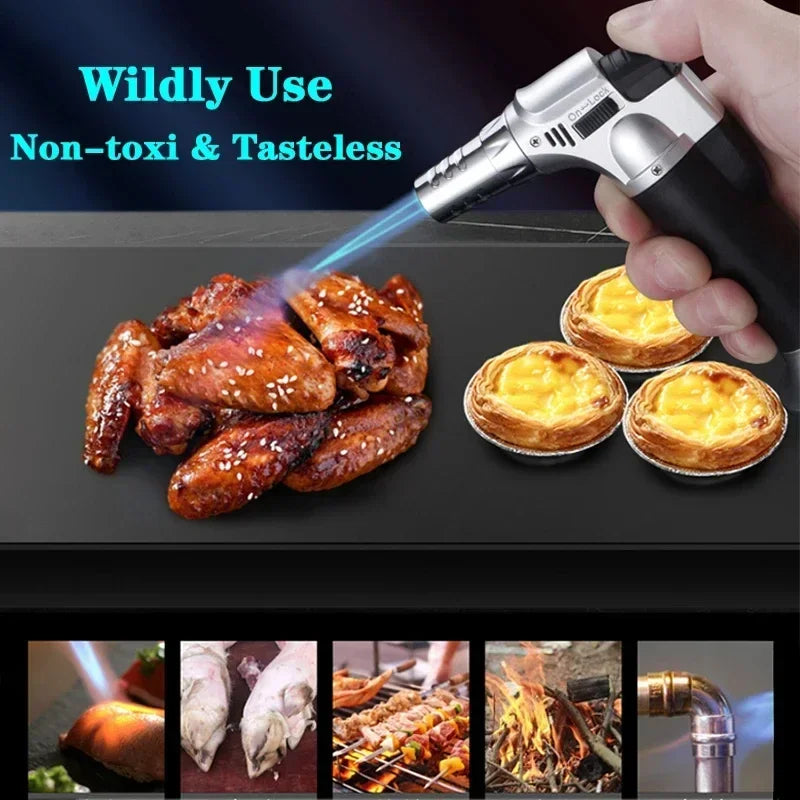 Butane Gas Lighter Rechargeable Adjustable Flame Lighter Chef Cooking Blowtorch Outdoor Windproof BBQ Ignition Picnic Accessorie