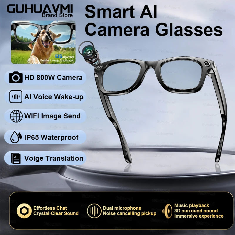 2025 New Travel Study Smart Glasses Men 800W HD Pixel Camera Video Recording WIFI Transmission Adjustable Prescription Glasses