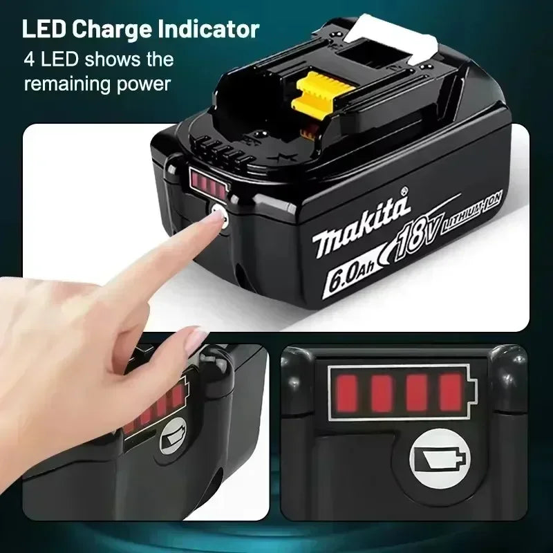 100% Original Makita 18V 6.0Ah battery, for Makita BL1830， BL1830B， BL1840 ，BL1840B ，BL1850 BL1860B power tools battery