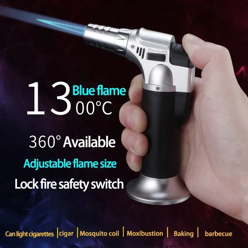 Butane Gas Lighter Rechargeable Adjustable Flame Lighter Chef Cooking Blowtorch Outdoor Windproof BBQ Ignition Picnic Accessorie