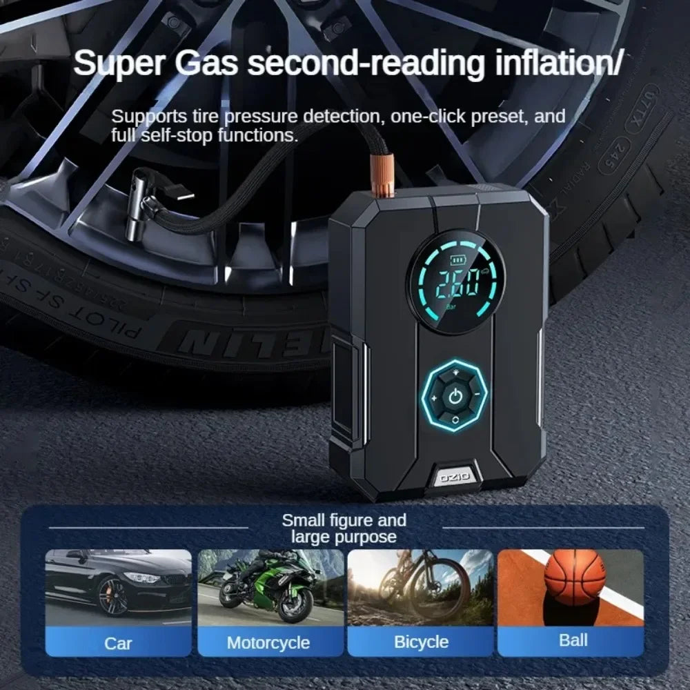 BUVAYE Portable Car Battery Jump Starter with 150PSI Air Pump & Car Compressor Emergency Starting Device