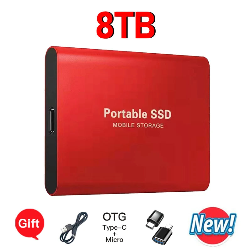 High-speed transfer portable external hard drive SSD 2TB 4TB 8TB large capacity storage  Solid State Disk for Pc/Laptops/Phones