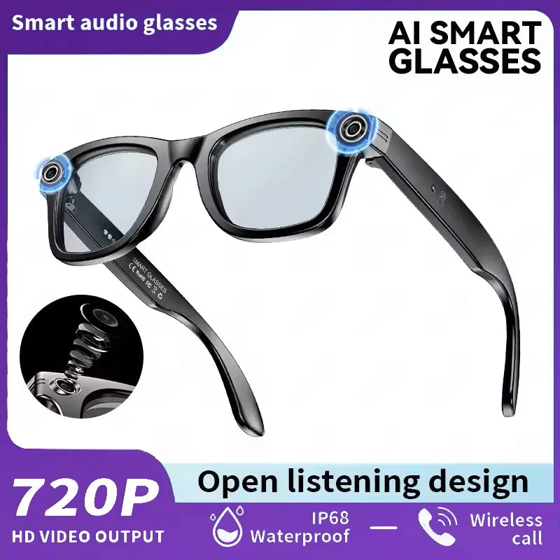 New AI Smart Translation Glasses Sony 8MP HD Camera Video Recording WiFi Transmission Object Recognition Voice Wake-up Smart Gla