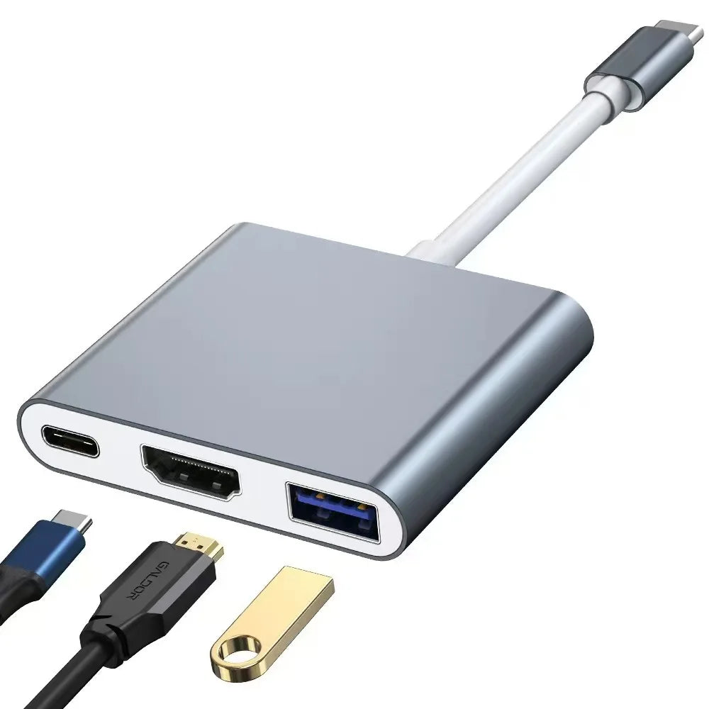 3-in-1 USB-C Hub:type-c 3 in 1 PD100W+HDMI(4K/30Hz)+USB3.0
