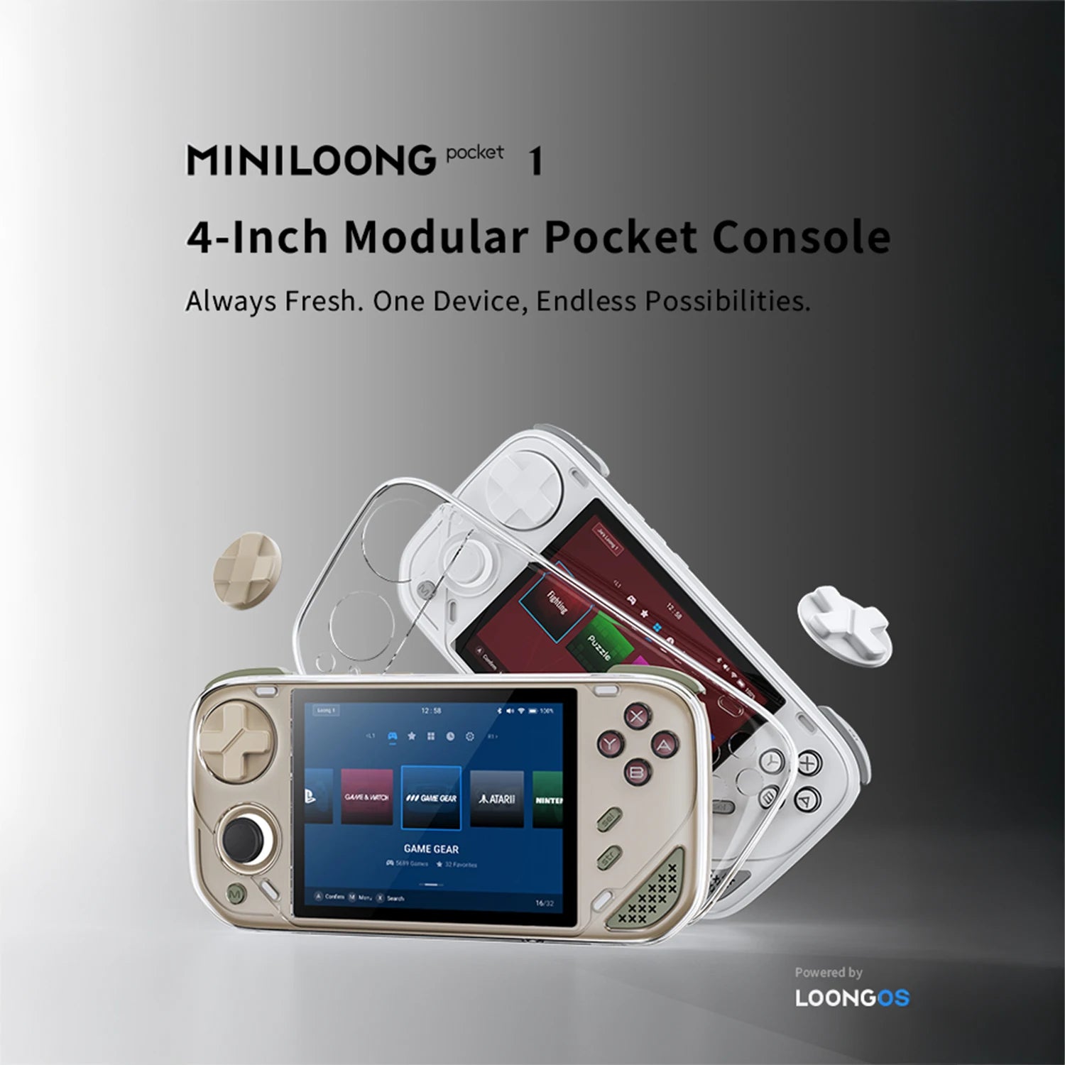 MINILOONG Pocket 1 Handheld Gaming Console 4-inch 960×720 HD Display 8G LOONGOS System RGB Hall-Effect Joystick New Game Console