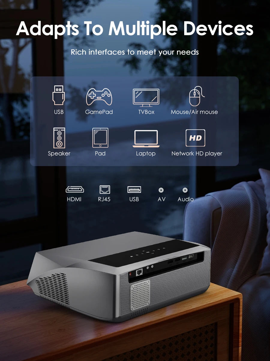 4K 3500 ANSI native full hd video projector 2.4+5G wifi auto focus android TV movies video projector NFC daytime home theater