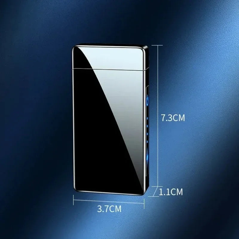 New Electric Windproof Smoking Lighter Metal Double Arc Flameless USB Rechargeable Plasma Lighters LED Touch Electronic Lighter