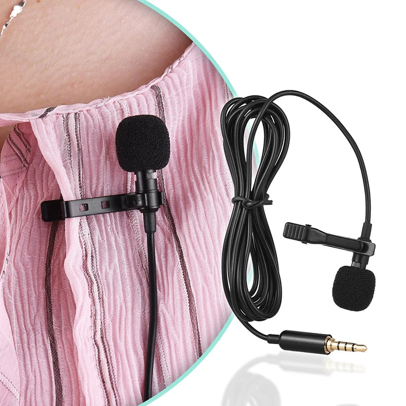 1.5m Mini Portable Lavalier Microphone Condenser Clip-on Lapel Mic Wired USB 3.5mm Type C Microphone For Laptop PC DSLR Camera
