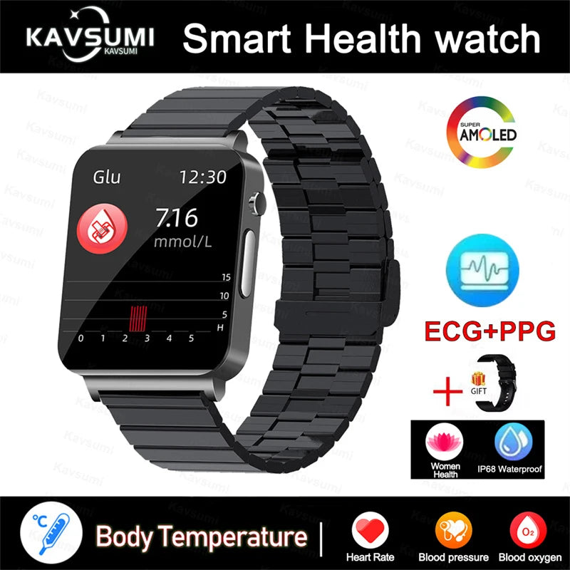 2025 New Blood Lipids Smart Watch Men ECG+PPG Heart Rate Body Temperature Monitor Women Smartwatch Fitness Tracker Sport Watches