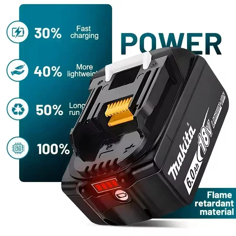 100% Original Makita 18V 6.0Ah battery, for Makita BL1830， BL1830B， BL1840 ，BL1840B ，BL1850 BL1860B power tools battery