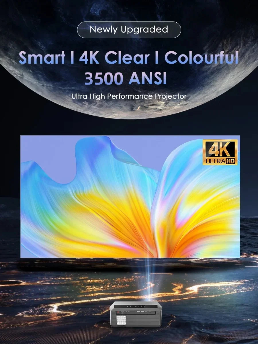 4K 3500 ANSI native full hd video projector 2.4+5G wifi auto focus android TV movies video projector NFC daytime home theater