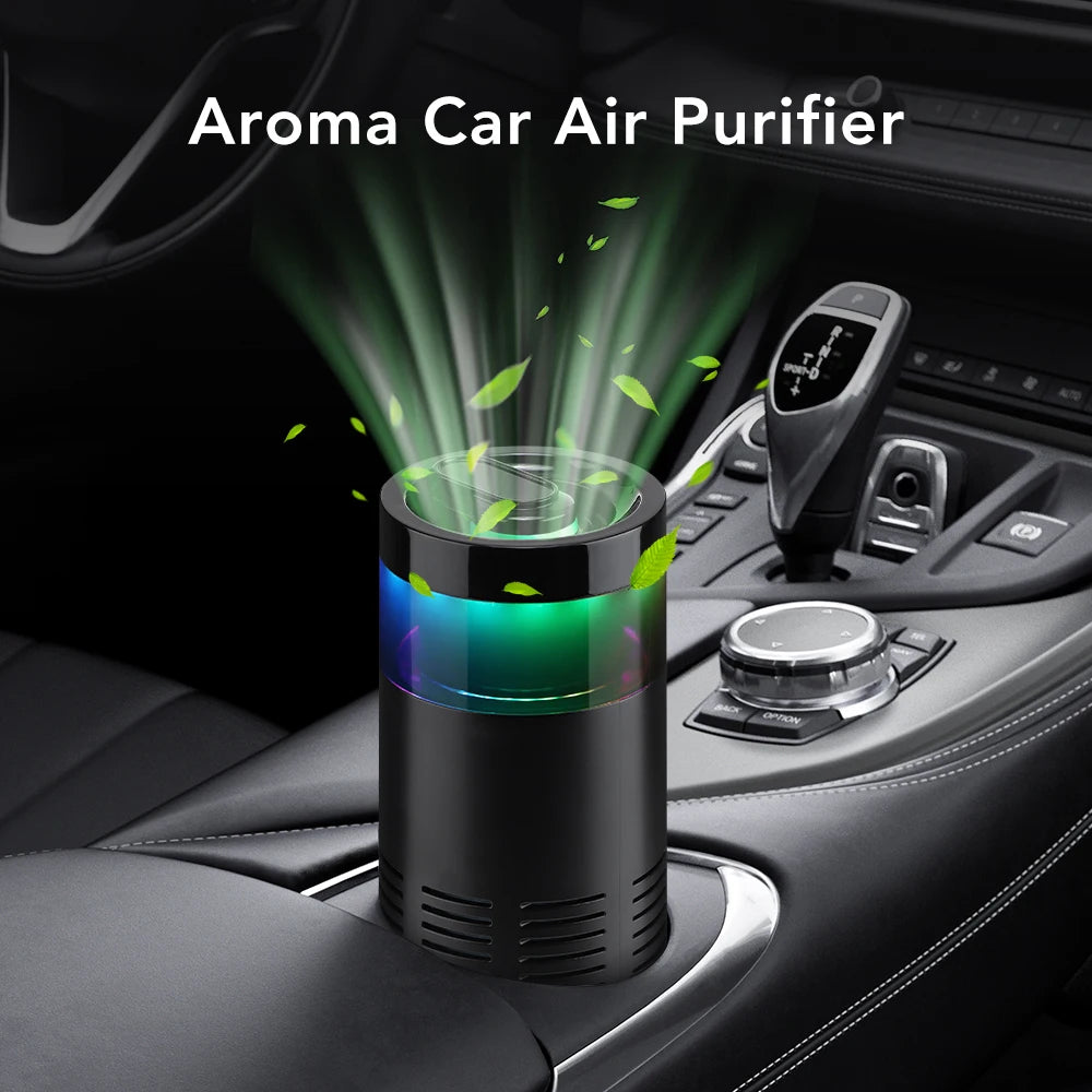 Mini Car Air Purifier Eliminate Pet/Smoke Odor Purification Ionizer Gift Aroma Stick Negative Ion Air Freshener  Ambient Light