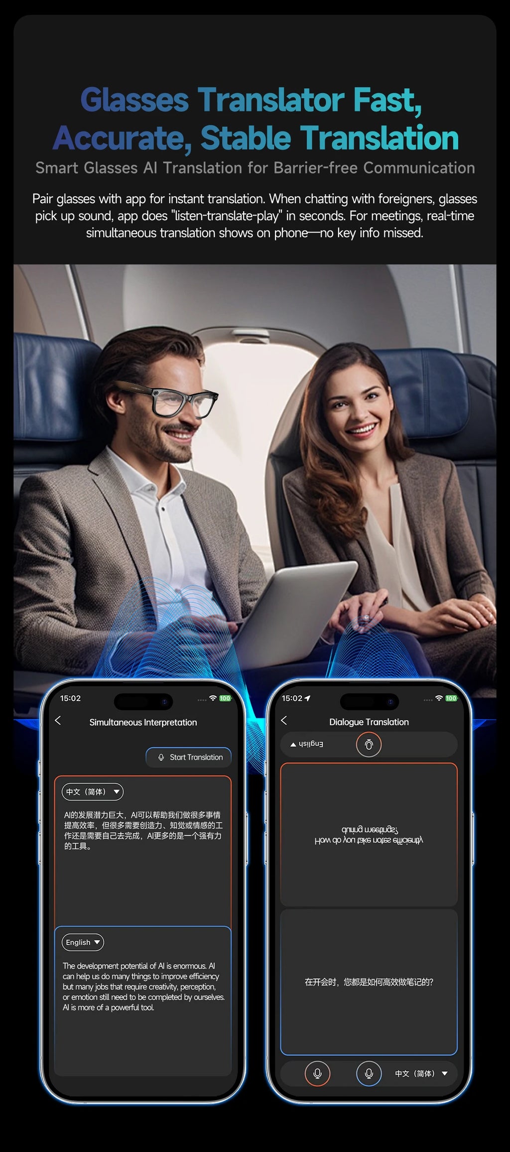 2025 New Travel Study Smart Glasses Men 800W HD Pixel Camera Video Recording WIFI Transmission Adjustable Prescription Glasses