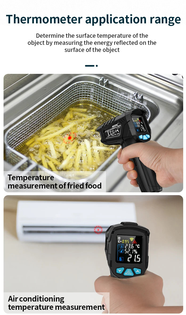 -50 to 800 Degree Mestek Digital Infrared Thermometer Laser Temperature Meter Non-contact Pyrometer Hygrometer IR Thermometer