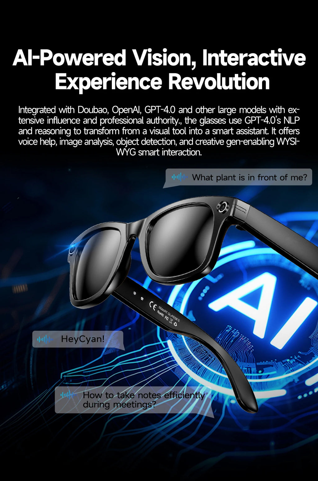 2025 New Travel Study Smart Glasses Men 800W HD Pixel Camera Video Recording WIFI Transmission Adjustable Prescription Glasses