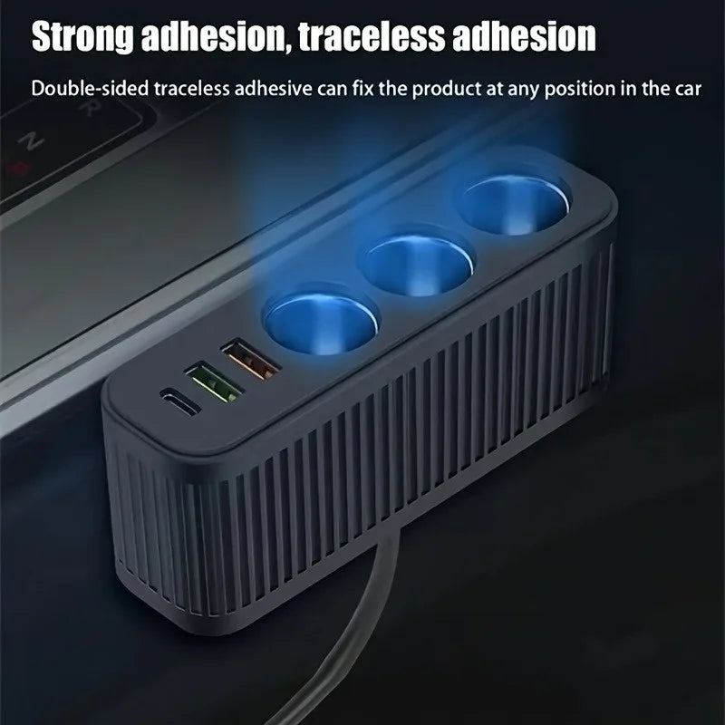 120W USB Car Charger 4-in-1 Multifunctional Socket Cigarette Lighter Quick Charge Power Adapter for iPhone Mobile Phone Charger