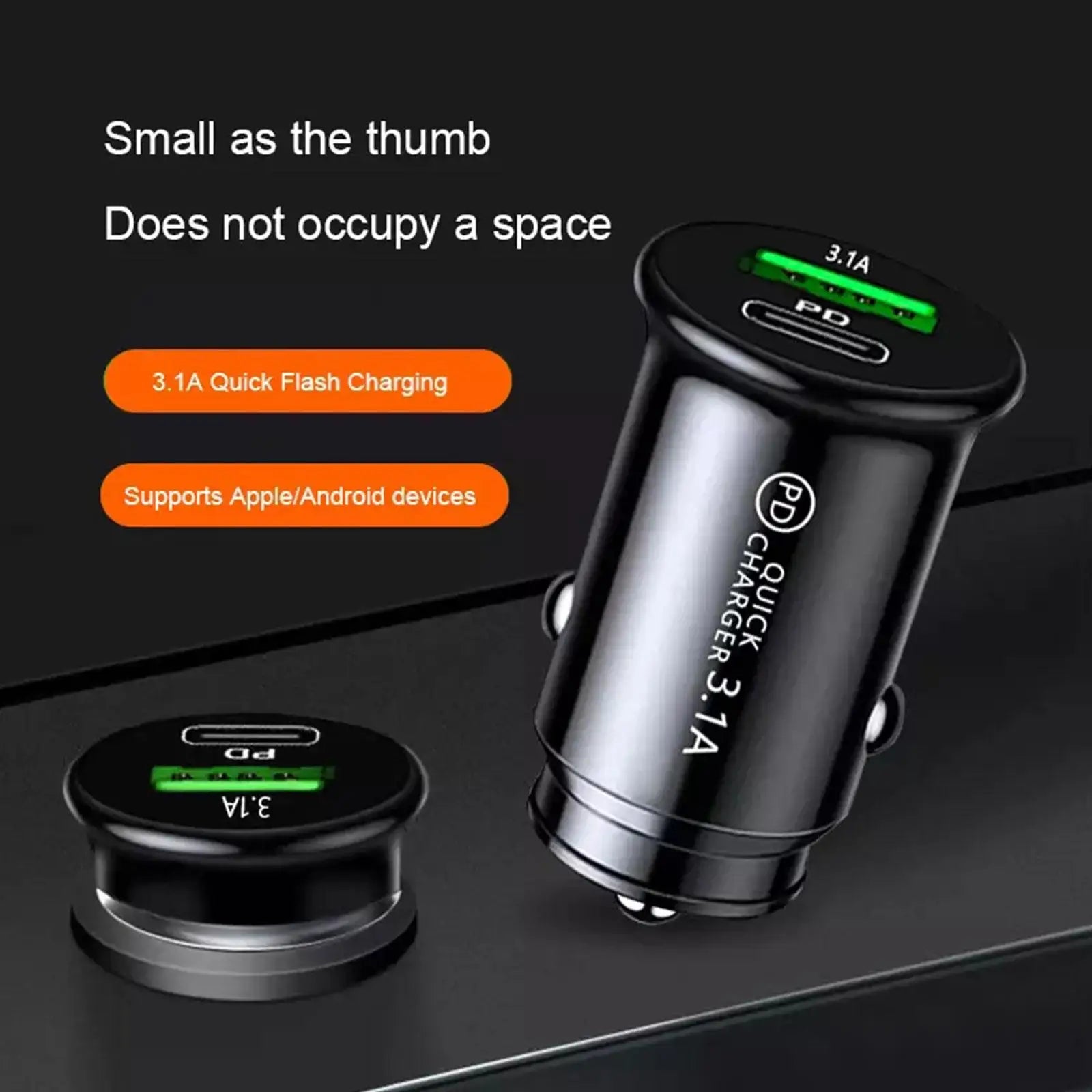 New Car Charger Cigarette Socket 2 USB Port Fast Charging Adapter 5V 3.1A Lighter Car Accessories