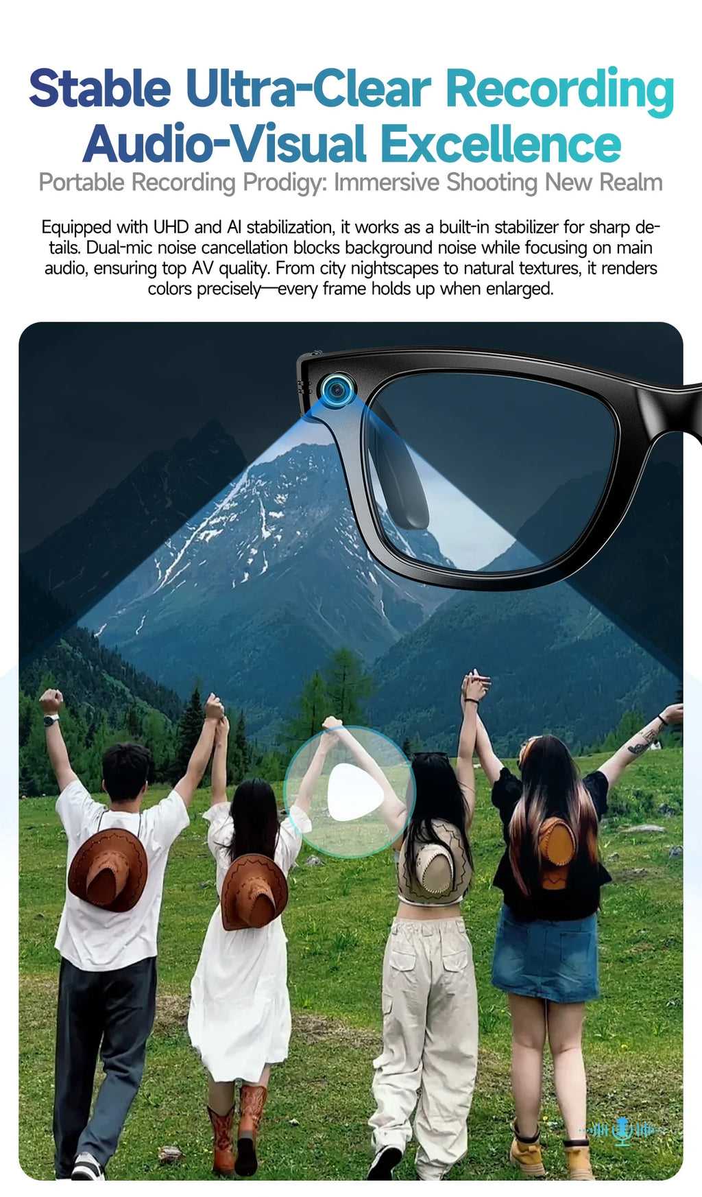 2025 New Travel Study Smart Glasses Men 800W HD Pixel Camera Video Recording WIFI Transmission Adjustable Prescription Glasses