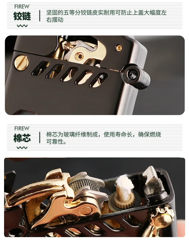 2025 New Zorro Kerosen Lighter Cyber Mecha Transparent Bin Rocker Cool Classic Torrens Tide Men Lighters Wholesale