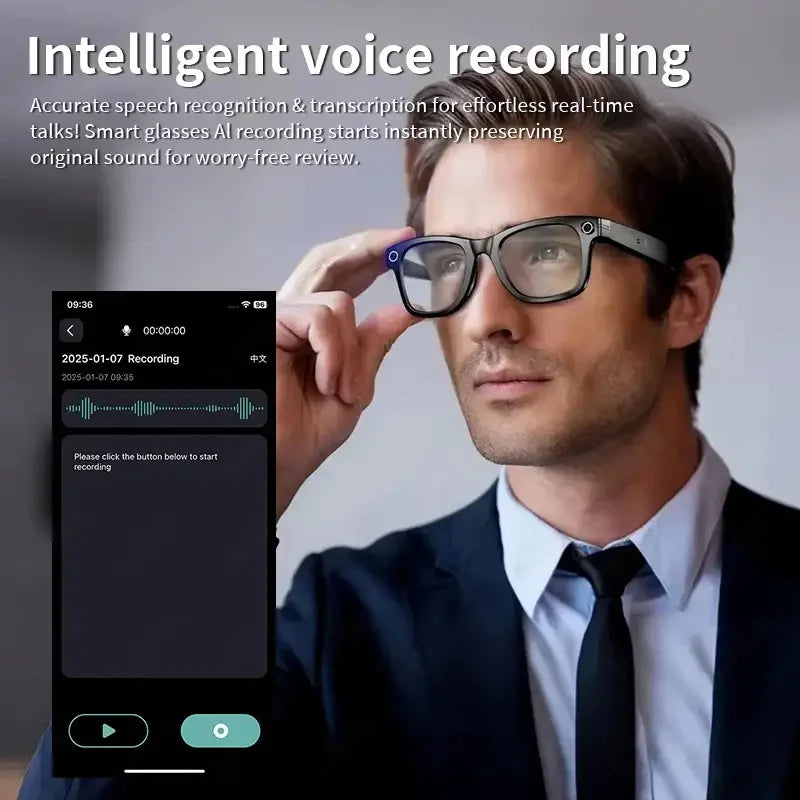 2025 New Travel Study Smart Glasses Men 800W HD Pixel Camera Video Recording WIFI Transmission Adjustable Prescription Glasses