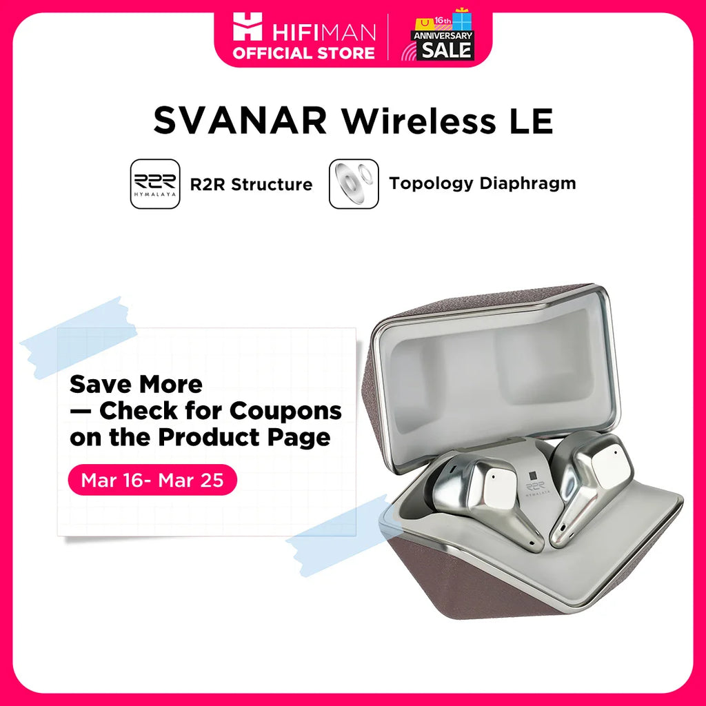 HIFIMAN SVANAR Wireless LE Noise Cancelling Bluetooth in-Ear Hi-Fi Earphones with Hymalaya DAC, Topology Diaphragm Driver, IPX5