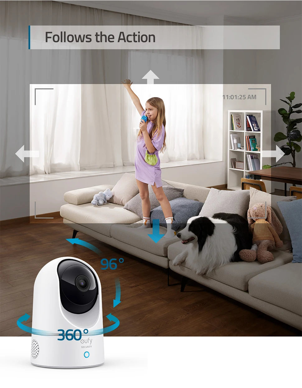 eufy Security Solo 2K Indoor Cam P24 Protect Pan & Tilt Mini Wifi Camera Human AI Voice Assistant Compatibility Motion Track