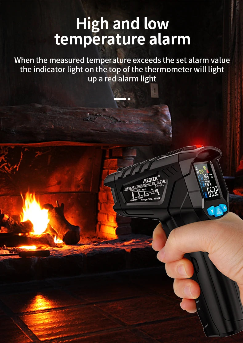 -50 to 800 Degree Mestek Digital Infrared Thermometer Laser Temperature Meter Non-contact Pyrometer Hygrometer IR Thermometer