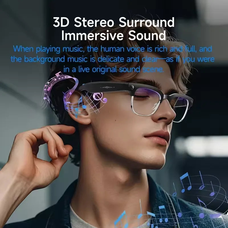 New 1200P HD Smart Glasses With 800W Ultra-Wide Camera Video Recording 4GB AI Photo Recognition Bluetooth Call Translation Voice