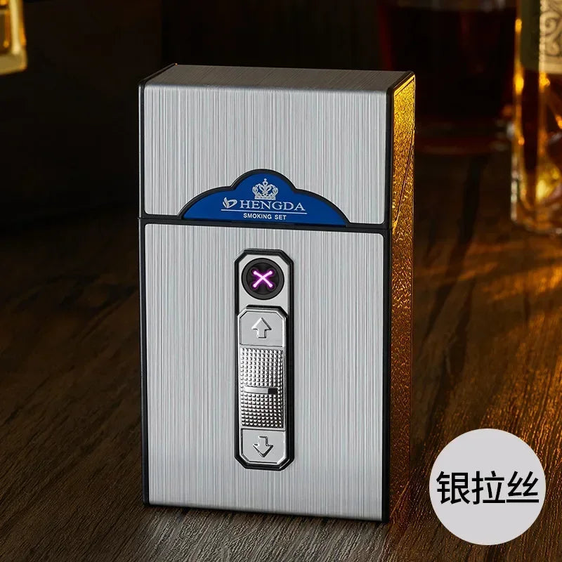 20 Thick Double Arc Pulse USB Charging Lighter Waterproof Moisture Resistant Cigarette Case for Outdoor Smoking Use