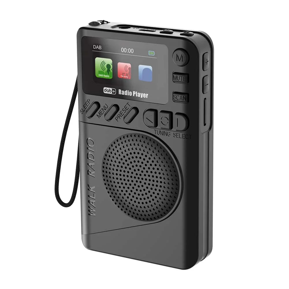 Mini DAB FM Digital Radio with Headphone Jack Color Screen Pocket Radio BT5.0 MP3 Playback Speaker for Running Sports