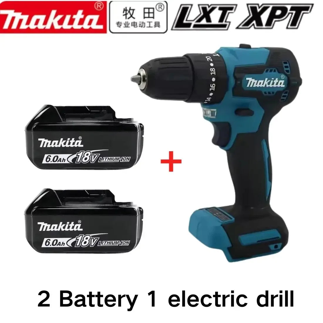 100% Origina New 18V Makita 5Ah 6Ah 9Ah Powerful tool battery+charger, For DDF487 lithium rechargeable impact drill household