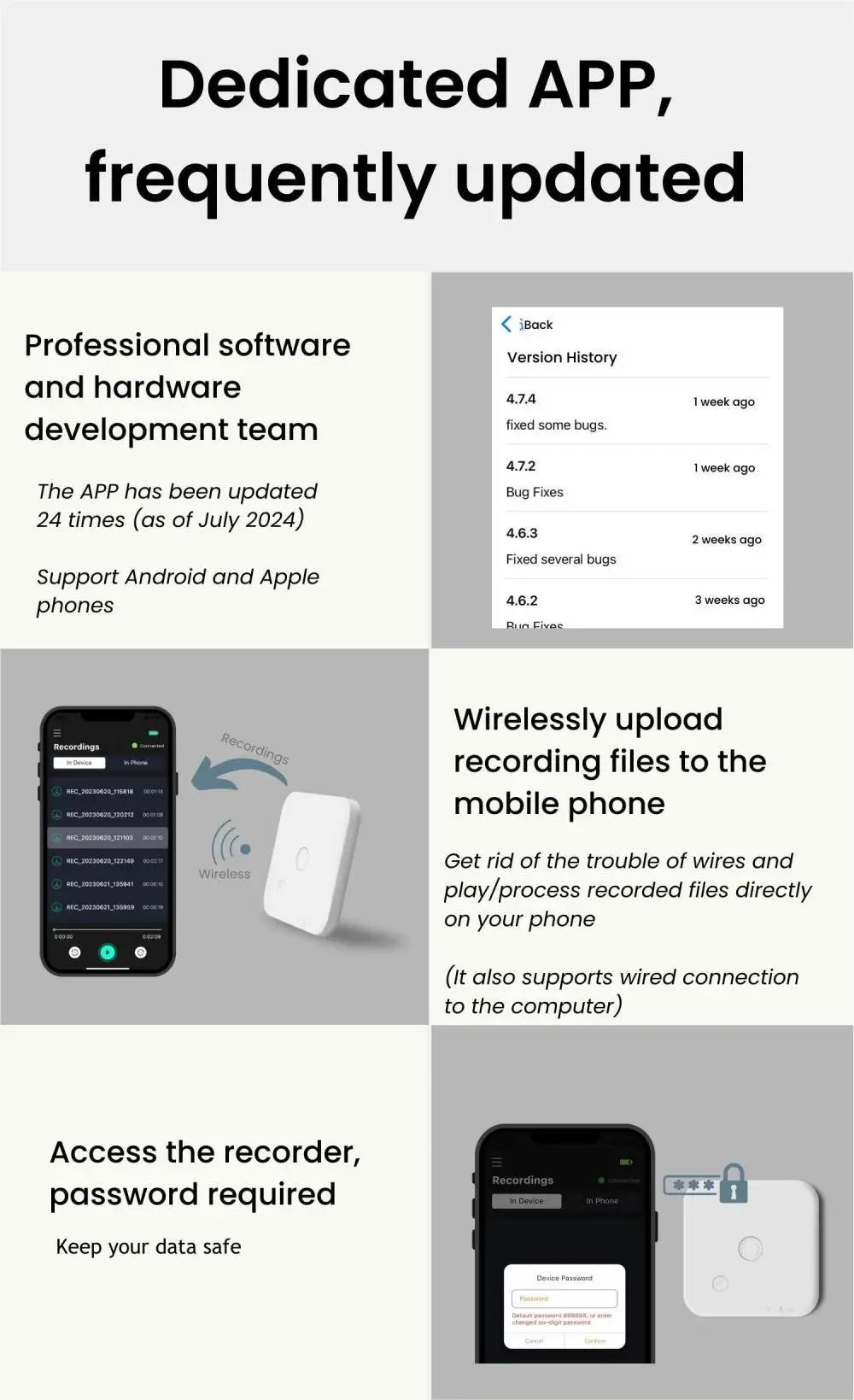 AI Powered Voice Recorder and Call Recorder with Speech-to-Text, Summarization, Translation, Supports 100 Languages, 64GB