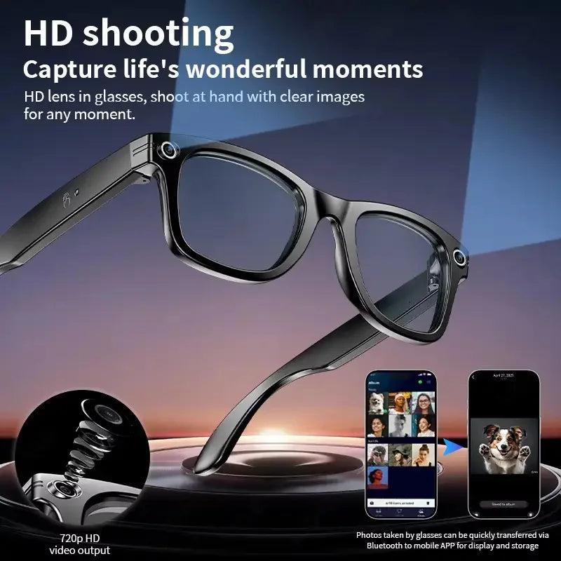 2025 New Travel Study Smart Glasses Men 800W HD Pixel Camera Video Recording WIFI Transmission Adjustable Prescription Glasses