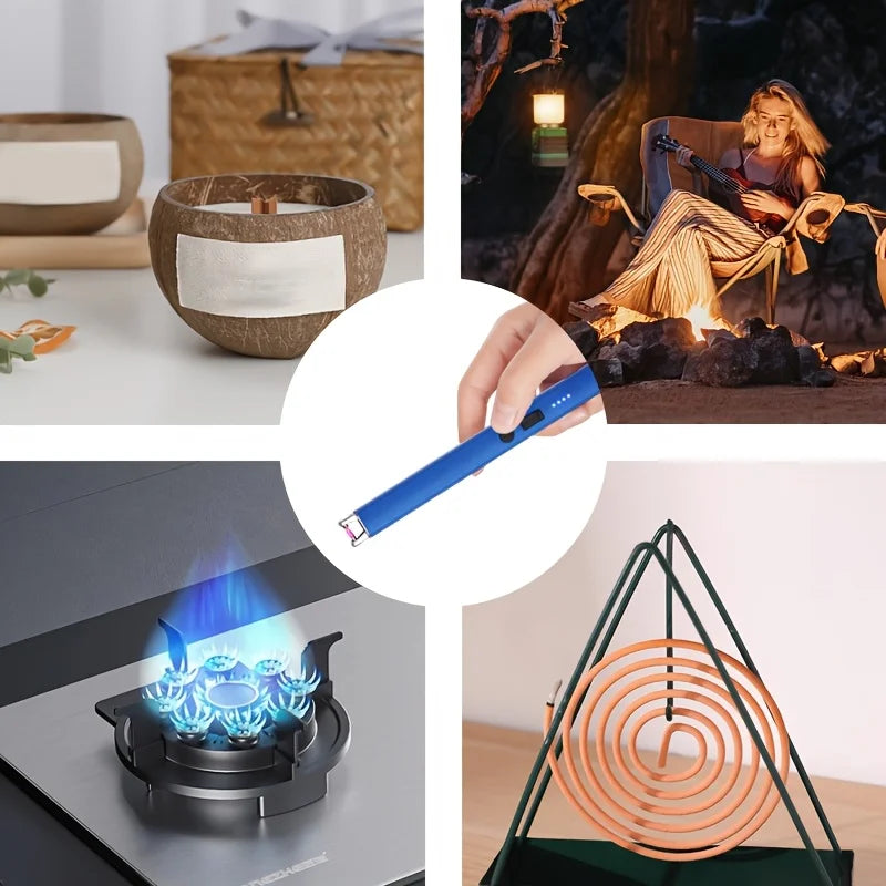 3/1 Windproof Fireles Electronic Lighter USB Rechargeable Arc Lighter with Safety Lock Portable Kitchen Outdoor BBQ Camping Tool