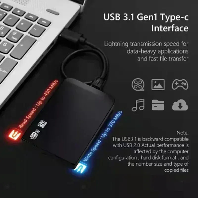 Lenovo XIAGAI 128TB High-speed SSD USB 3.0 Enclosure Mobile Hard Drive Cases for SD External Storage HDD Box With for Laptops