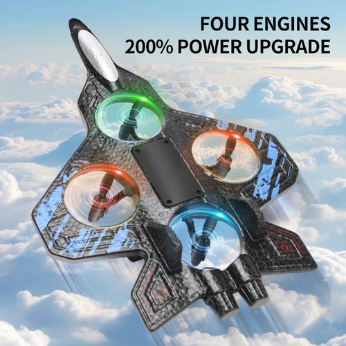 2.4G remote control fighter electric foam glider stunt tumbling UAV hovering helicopter with LED colorful lights aircraft model