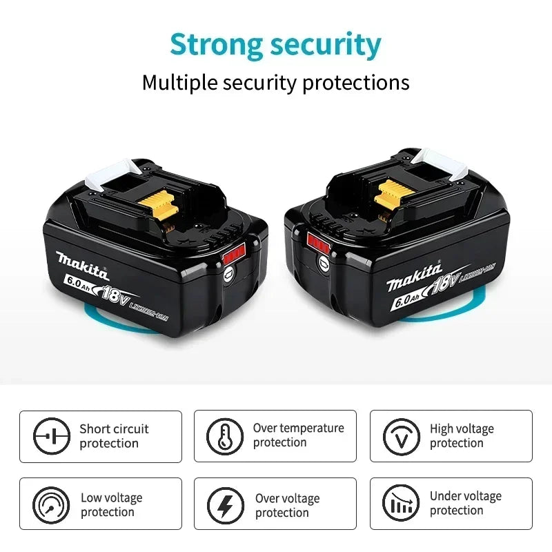 100% Original Makita 18V 6.0Ah battery, for Makita BL1830， BL1830B， BL1840 ，BL1840B ，BL1850 BL1860B power tools battery