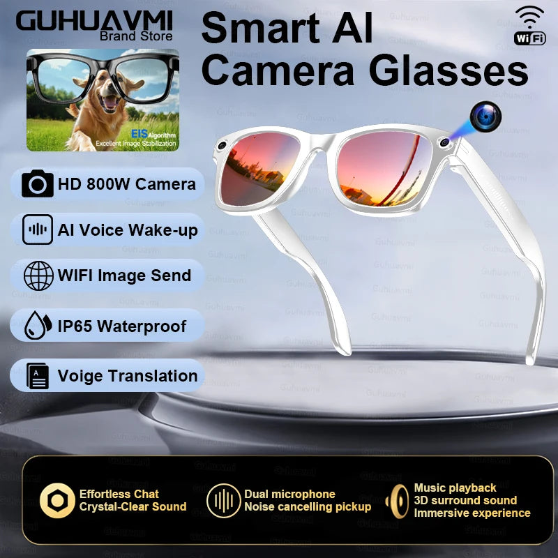 2025 New Travel Study Smart Glasses Men 800W HD Pixel Camera Video Recording WIFI Transmission Adjustable Prescription Glasses